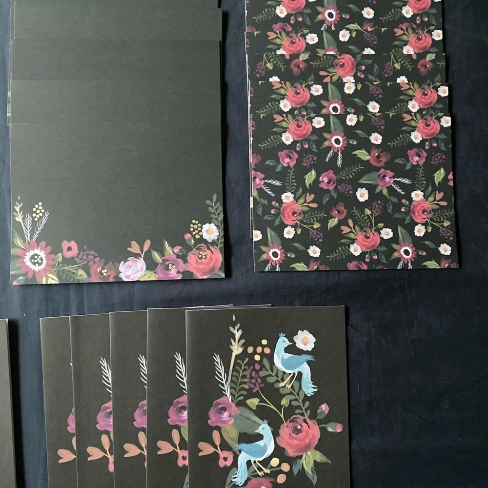 Set of 29 Black/ Floral Cards & Envelopes